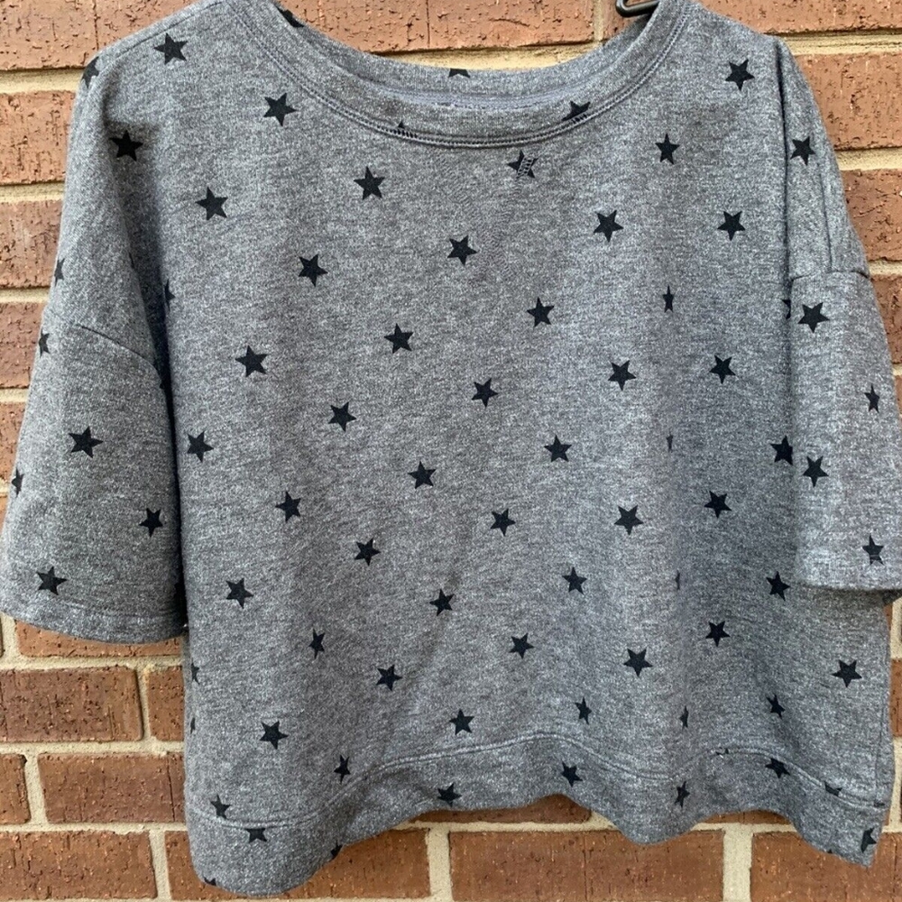 flirtitude active top size cropped short sleeve thin sweatshirt star print
